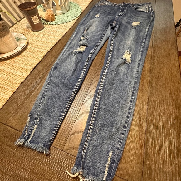 Between Us LA Designed Distressed Ripped Skinny Jeans‎ High Rise Frayed Hem 16 - Picture 14 of 14